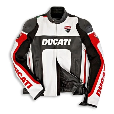 Chaqueta de motocicleta Ducati Corse 2010 para hombre de cuero motociclista CE armadura equipo de carreras Foto 1 de 4