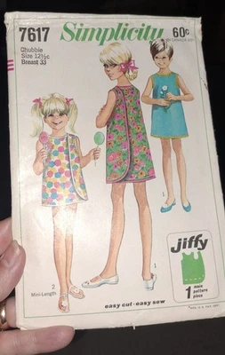 Girls Vintage Simplicity Sewing Pattern 7617 Special Wrap Dress Uncut  Sz 12.5  - Image 1 of 2