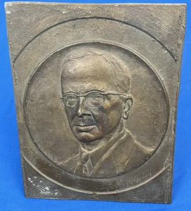 C.1930 Bronze Plaque ~ High Relief Portrait "Gentleman" Unknown Subject, Truman? - Picture 1 of 14