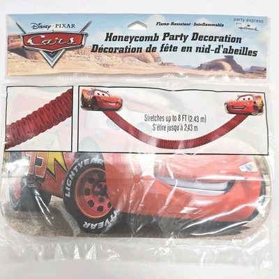 honeycomb disney pixar Cars Grand Prix birthday Party Decoration Banner McQueen  - Image 1 of 3
