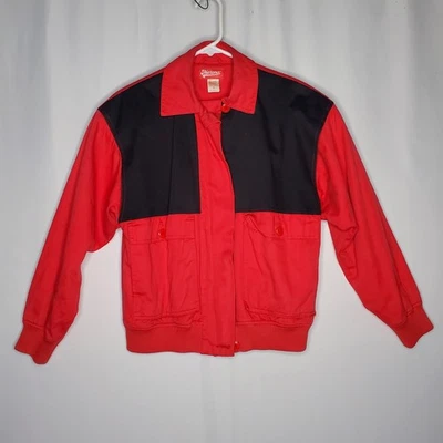Chaqueta Bomber Merona Y2K De Colección Retro Mujer Pequeña Roja Negra Cremallera Deportiva Atlética Foto 1 de 4