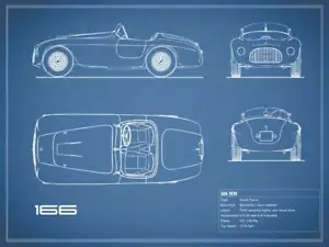 Poster - Ferrari 166 Blueprint, Retro Modern Patent, 3 Sizes - Picture 1 of 17