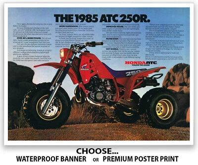 1985 Honda ATC 250R Flyer Cartaz Banner Anúncio OEM Folheto NOS Imagem Gráfica - Imagem 1 de 2