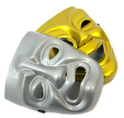 HAPPY & SAD MASKS GREEK COMEDY TRAGEDY PLAY STAGE FANCY DRESS MASQUERADE BALL - Image 1 of 4