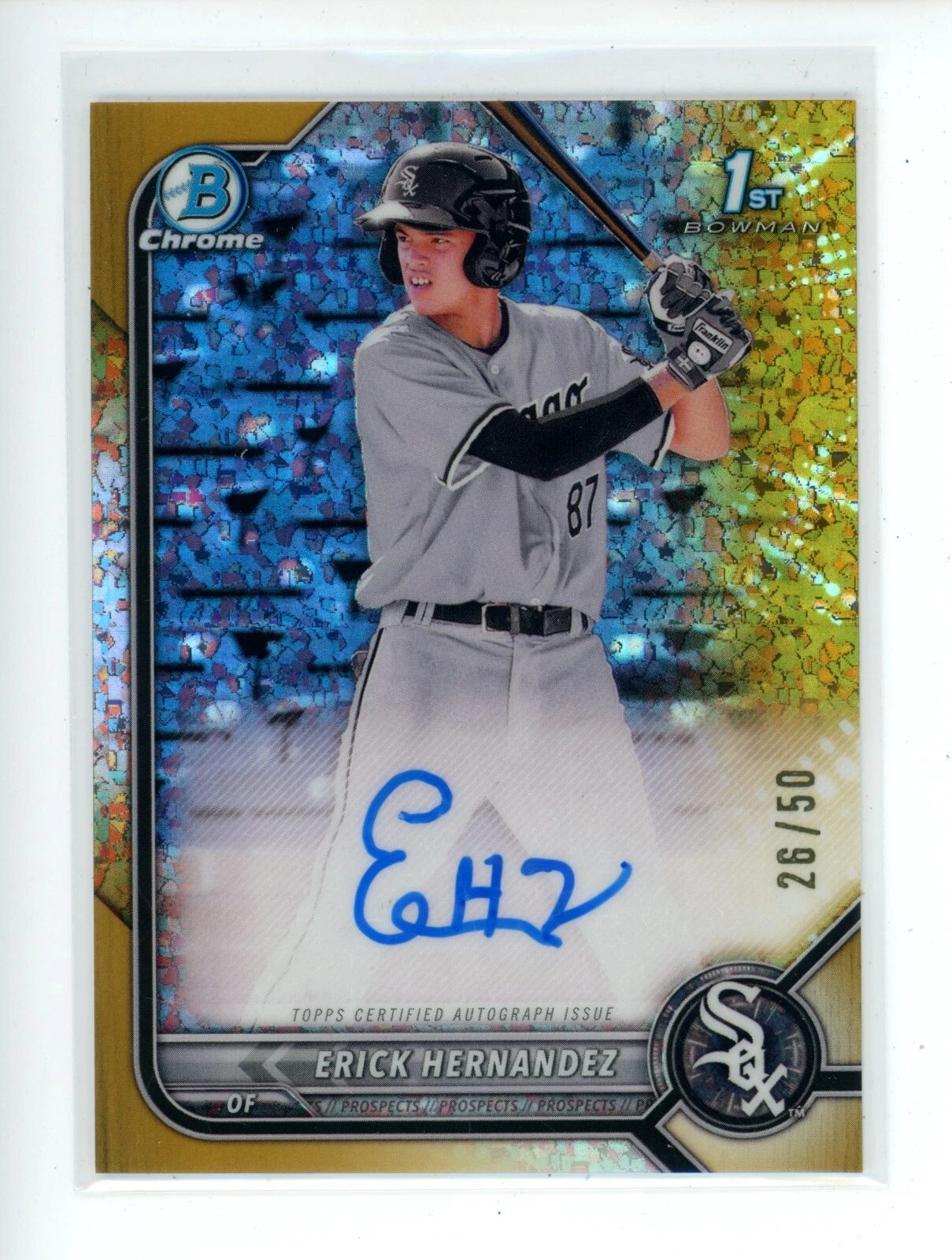 2022 Bowman Chrome ERICK HERNANDEZ #CPA-EH 1st Bowman Gold Mini-Diamond Auto /50