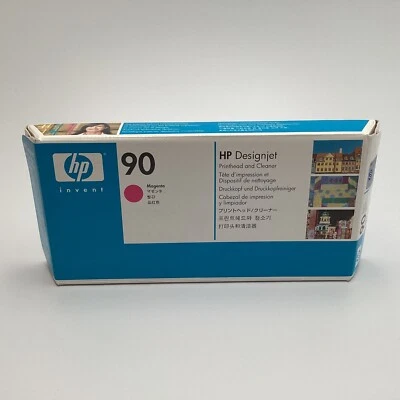 Cabezal de impresión y limpiador HP 90 magenta C5056A - Original OEM - Caducado 2017 - Sellado Foto 1 de 4