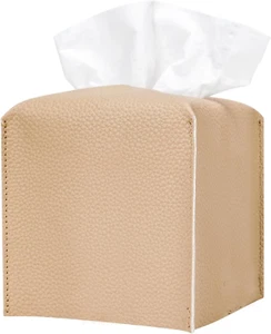 Leather Cube Tissue Box Holder for Bathroom Toilet Countertop Night Stands - Picture 1 of 8