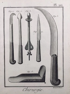 Surgery 1779 Scalpel Surgeon Instrument Rare Engraving Encyclopedia Diderot - Image 1 of 2