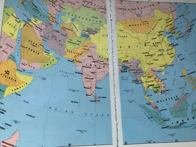 Mapa del sur de Asia política impresión en color 1996 TA Bartholomew Times #66/67 B Foto 1 de 4