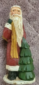 Vintage 3" Wooden Santa Clause Christmas Ornament - Picture 1 of 3