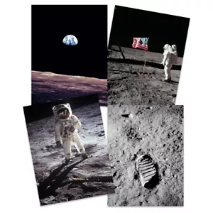 Apollo 11 Astronaut Aldrin Armstrong Moon Landing Wall Art Poster Pack of 4 - Picture 1 of 2