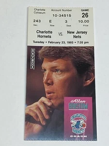 Charlotte Hornets New Jersey Nets NBA Ticket Stub #3 2-23-93 Derrick Coleman - Picture 1 of 2