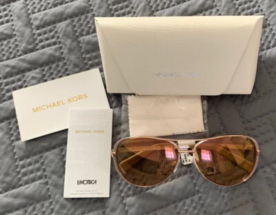 NWT Michael Kors Chelsea Aviator Sunglases Rose Gold/Taupe MK5004 - Image 1 of 4