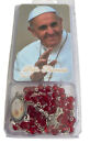 Rosary Beads Pope Francis Picture Red Prayer Cross Mediation Comfort 5 Decade