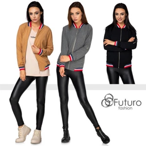 Womens Long Sleeve Zip Up Sweatshirt Baseball Jacket with Pockets College FT3827 - Picture 1 of 5