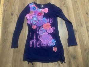 Justice Shirt, Girl's Size 10, Follow Your Heart Floral Print, Long Sleeve - Picture 1 of 10
