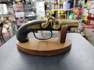 Antique Early Times Gun Style Lighter  With Wood Stand. Untested  - Picture 1 of 10