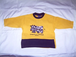 Sweatshirt gelb-blau mit Motiv Kuh Gr. 92 - Bild 1 von 2