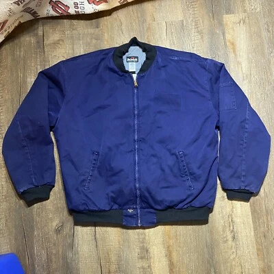 BULWARK FR MEN'S FLAME RESISTANT NAVY LINED BOMBER JACKET SIZE XXL EUC SHIP FAST - Image 1 of 4