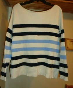 POPSUGAR IVORY STRIPE RIBBED KNIT BOAT NECK PULLOVER SWEATER NWT XL - Picture 1 of 10