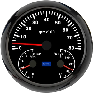 110MM 3 IN 1 Gauge Tachometer 8000RPM Oil Pressure Bar Water Temp ℃ For Car Boat - Picture 1 of 2