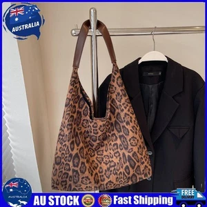 Women Suede Large Tote Bag Leopard Print Shoulder Bag Hobo Bag for Work (Brown) - Picture 1 of 11