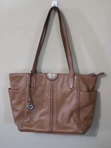 BRIGHTON Brown Pretty Tough Seth Leather Tote Bag Pockets  - Picture 1 of 17