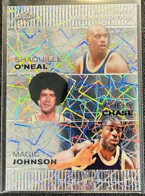 Shaquille O’Neal triple exclusivo de hoja 2024, Chevy Chase, Magic Johnson/25 Foto 1 de 2