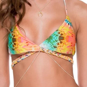 Bikini top Luli Fama XL reversibile reversibile con reversibile stampa multicolore nuovo con etichette - Foto 1 di 6