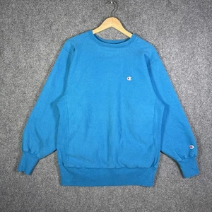 Vintage Champion Reverse Weave Sweatshirt Mens XL Blue 90s Teal Cyan Sports Logo - Picture 1 of 7