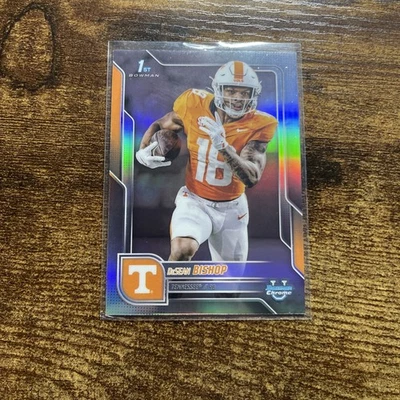 DESEAN BISHOP 2025 TOPPS BOWMAN CHROME U FOOTBALL 1ST SILVER REFRACTOR  - Image 1 of 2