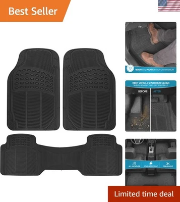 Alfombrillas de goma negras duraderas para auto con crestas de captura - versátiles para SUV y camionetas Foto 1 de 4