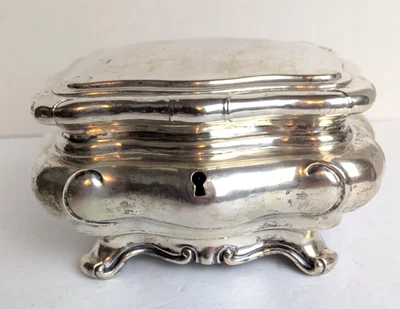 Антикварный немецкий сахарный сундук 1800-х годов из серебра 0,750 пробы в форме бомбея с позолотой - Изображение 1 из 4