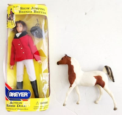 vintage BRENDA BREYER DOLL show jumping action rider HORSE - Image 1 of 4