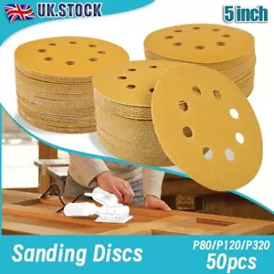 50PCS 125mm Sanding Discs P80-P320 Hook & Loop Orbital Pads Sandpaper 8 Holes UK - Picture 1 of 11