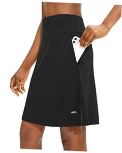 Women's 20" Knee Length Skorts Skirts UPF50+ Athletic Tennis X-Small Black - Picture 1 of 7