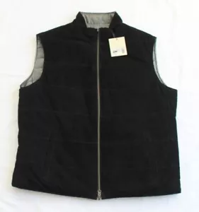 NEW Hagen Carmel Goat Suede REVERSIBLE Vest Men's LARGE L Black Silver Full Zip - Picture 1 of 8