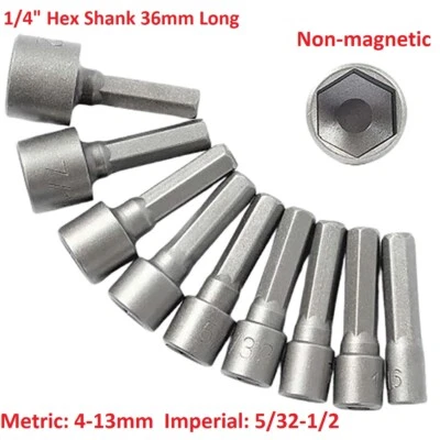 1/4" Nut Driver 36mm Long 4mm-13mm For Drill Driver Socket Nuts Hex Bolts Screws - Image 1 of 4