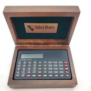 Rare VAN TRAN COMPANY WONDER CARD CALCULATOR VINTAGE AWARD  WALNUT BOX - Picture 1 of 4