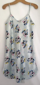 Vintage Retro Satin Blue Disney Mickey Minnie 90’s Short Slip Nightie Size 10 - Picture 1 of 12