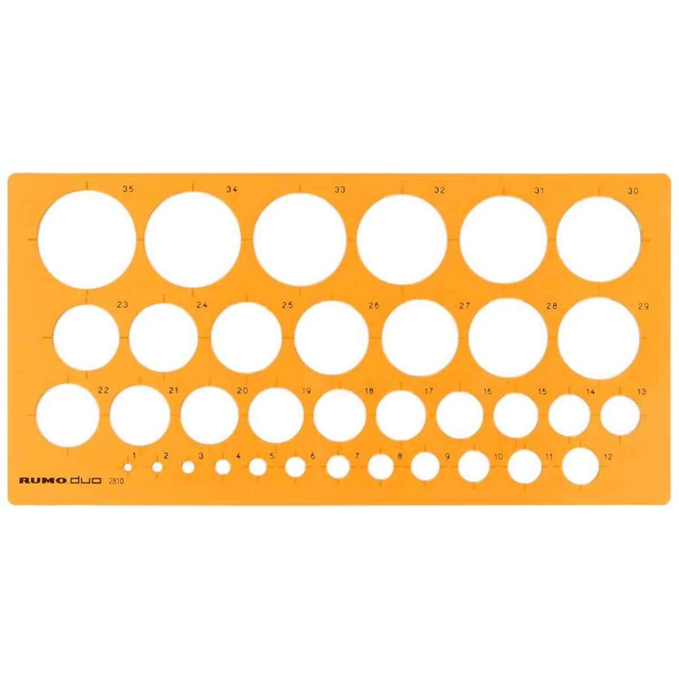 RUMOLD Kreisschablone Ø 1-35mm 27 X 13cm orange