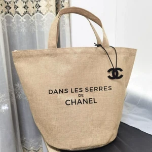 Chanel Novelty Tote Bag Dans Les Serres Camellia Charm Linen Beige w/CC - Picture 1 of 4