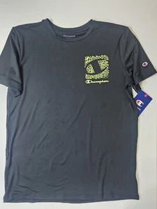 Champion Mens T-shirt XL Black Neon Green Logo Athletic Performance Activewear - Imagen 1 de 6
