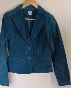 VENUS USA Teal Blue Genuine Suede Leather Blazer Jacket Size Medium - Bild 1 von 7