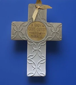 Hallamark Porcelain Cross A BABY IS GOD’S CUTEST KIND OF MIRACLE Nursery Decor - Picture 1 of 5