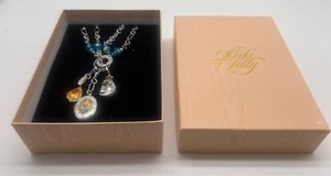 RETIRED KIRKS FOLLY Locket & Charm Necklace + Box - Blue I Remember You By Heart - Picture 1 of 8