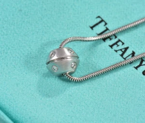 Tiffany & Co Diamond 18K White Gold Streamerica Modern Pendant 14" Necklace - Picture 1 of 11
