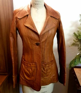 Vintage MANGO ROAD Leather Jacket East West Musical Woodstock Era XS - Picture 1 of 12