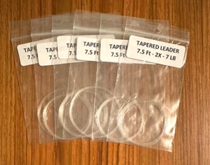 6 Tapered Fly Line Leaders w/ Perfection Loop, 7.5' 2X 7 lb, Fly Fishing - Picture 1 of 1