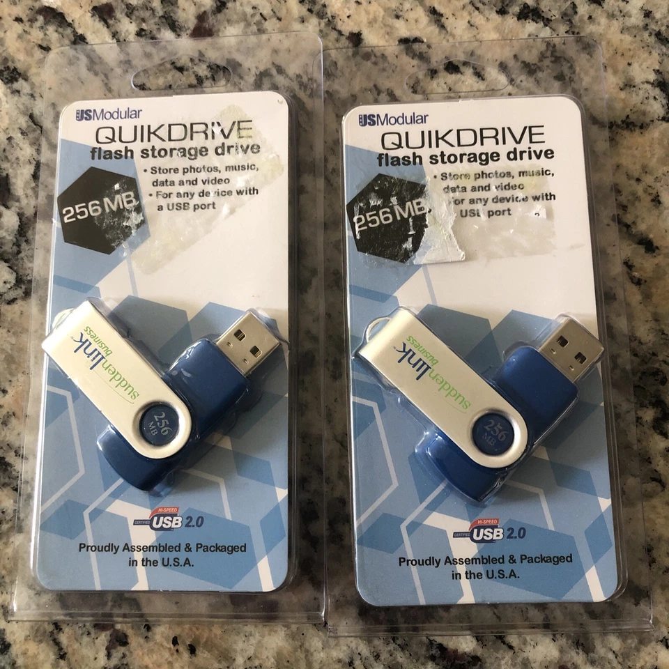 Qty 2 US Modular: 2.0 USB QuikDrive, Flash Storage Drive - 256MB - Image 1 of 3